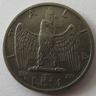 Italy 1 Lire,  1936r photo
