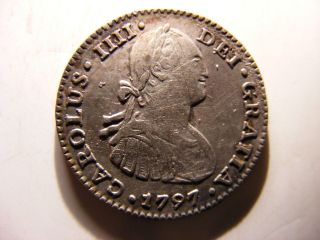 Mexico Silver 1 Real,  1797 - Mo,  1797 Over 96,  Vf photo