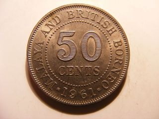 Malaya & British Borneo 50 Cents,  1961,  Uncirculated photo