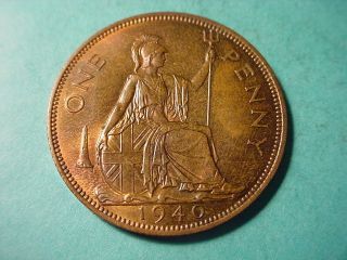 British 1940 1 - Penny In Uncirculated photo