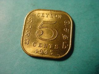 Ceylon 1945 5 - Cents In Uncirculated photo