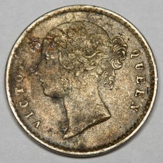 1841 Queen Victoria India Silver Two Annas 2 Annas Coin photo