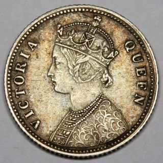 1862 Queen Victoria India Silver Quarter Rupee 1/4 Rupee Coin photo