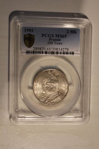Nsw - Leipzig Prussia 2 Mark 1901,  200 Years Kingdom Pcgs Ms 65 Awesome Coin photo