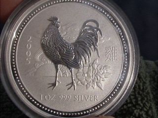2005 Australia 1 Oz Silver Year Of Rooster $1 Dollar Lunar Coin Chinese Series 1 photo