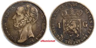 Netherlands William Ii Silver 1846 1 Gulden Sword Privy Mark Toned 28mm Km 66 photo