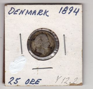 Denmark 25 Ore 1894 Silver Circulated photo