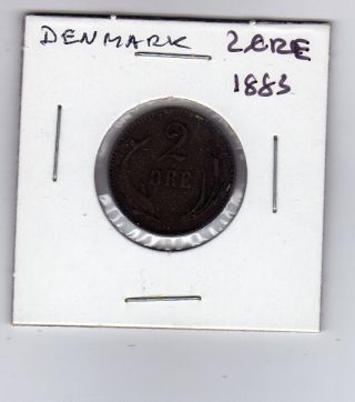 Denmark 2 Ore 1883 Vf Bronze Circulated photo