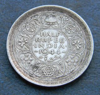 George Vi Silver Half Rupee India 1944 Collectable photo
