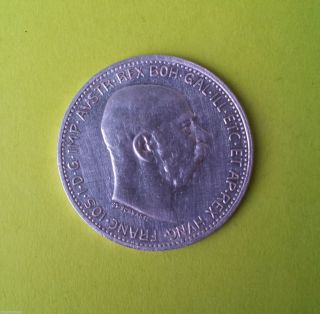 1 Korona,  Corona Silver Coin Circulated 1912.  Jozsef Ferencz Very Rare photo