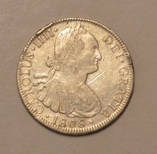 1808 Spain - 8 Reales Carlos Iv - Mexico Th - Vf Silver Coin photo