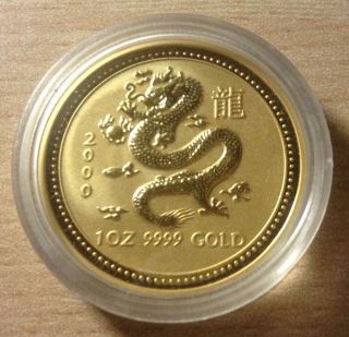 Australia 2000 Year Of Dragon 100 Dollars 1oz Gold Coin - photo
