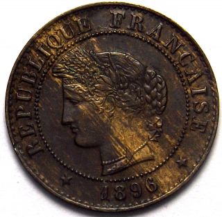 France 1 Centime,  1896 Unc Coin photo