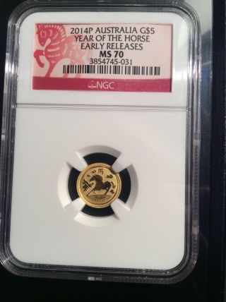 Australia: 2014 Year Of The Horse $5 Ngc Ms70 (early Releases) photo