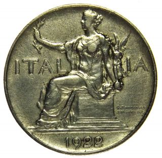 Italy 1 Lira,  1922 Coin photo