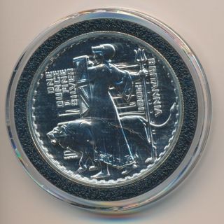 2001 Great Britain 1 Oz Silver Britannia Lion 2 Pounds Coin photo