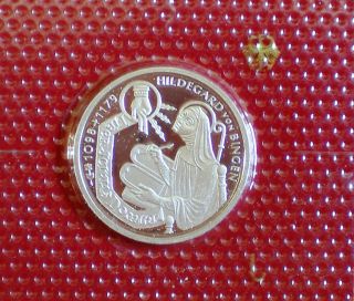 10 Dm Hildegard Von Bingen 1998 Silver Coin (925) Proof Rare photo