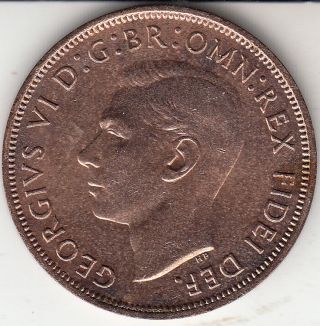 1950 King George Vi Penny (1d) Bronze British Coin photo