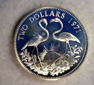 Bahamas $2 Dollars 1971 Proof Silver Coin (stock 0554) photo