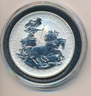 1999 Great Britain 1 Oz Silver Britannia Chariot 2 Pounds Coin photo