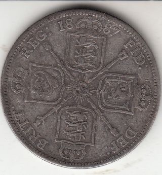 1887 Queen Victoria Florin (2/ -) Sterling Silver (92.  5) Coin photo