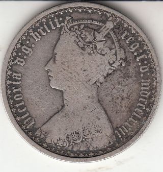 1873 Queen Victoria ' Gothic ' Florin (2/ -) Sterling Silver (92.  5) Coin photo