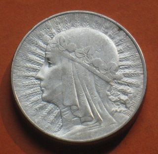 Big Old Silver Coin Of Poland 10 Zloty 1932 Jadwiga Ag photo