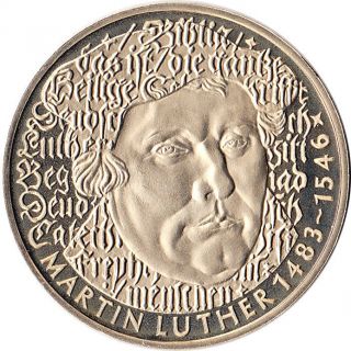 1983 West Germany 5 Mark Coin Martin Luther Km 159 Proof Mintage 350,  000 photo