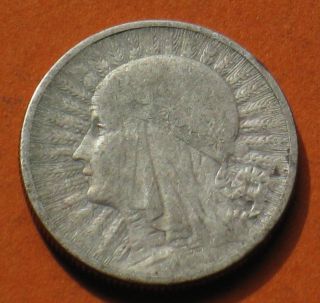 Old Silver Coin Of Poland 2 Zloty 1933 Jadwiga Ag photo