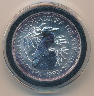 1990 Australian 1 Oz Silver Kookaburra 5 Dollar Coin photo