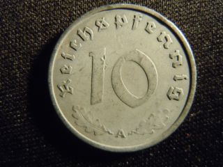 1941 - German - Ww2 - 10 - Reichspfennig - Germany - Nazi Coin - Swastika - World - 57 - Y - Cent photo