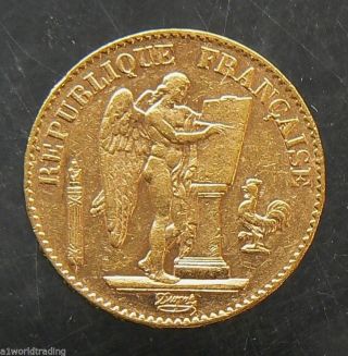 1887 - A France Lucky Angel 20 Francs Gold Coin photo