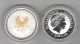 Australian 2005 1 Oz Silver Year Of The Rooster Lunar Coin With 24kt Gold Gild Australia photo 1