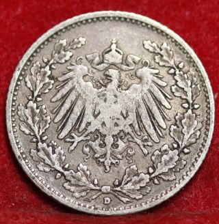 1905 - D Germany 1/2 Mark Silver Foreign Coin S/h photo