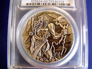 2014 Tuvalu Zeus Gods Of Olympus 2oz Silver $2.  00 Coin Pcgs Ms69 High Relief photo