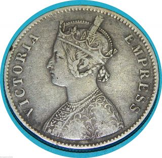 1878 India One Rupee Silver Empress Victoria Patina B199 photo