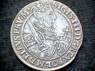 Poland Lithuania Sigismund Iii Vasa 1621 Ort Or 1/4 Thaler,  Silver photo