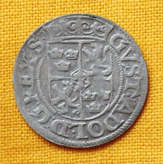 Medieval Sweden Coin - Gustav Silver Poltrak,  Rige Civitas 1623 photo