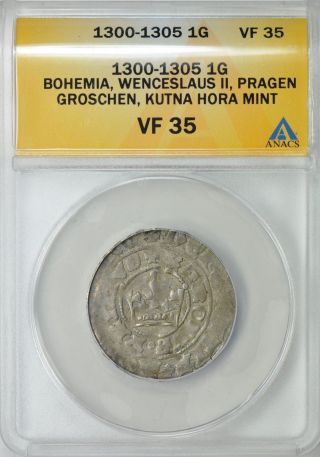 Bohemia 1300 - 1305 1g Wenceslaus Ii,  Pragen Groschen,  Kutna Hora Anacs Vf - 35 photo