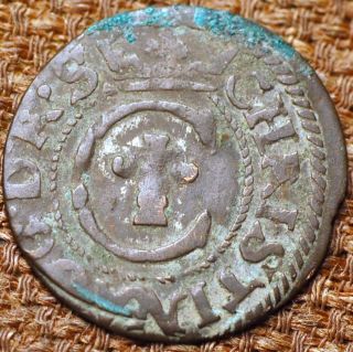 Europian Medieval.  Livonia Silver.  Riga 1634 - 54 Solidus (schilling,  Silins) Km 21 photo
