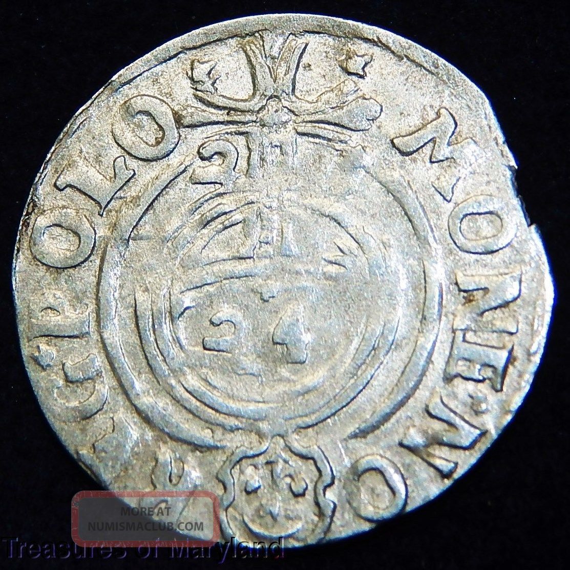 1621 Colonial Silver Poland 1/24 Thaler (dm12) Coins: Medieval photo