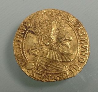 1 Ducat 1590 Sigismund Iii Vasa,  Danzig,  Medieval Gold Coin,  Ex.  Rare photo