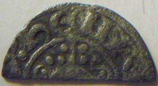 1180 - 1189 England Henry Ii Silver Short - Cross Cut Half 1/2 Penny - Oxford photo