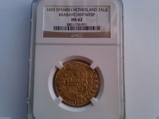 1603 Spanish Netherlands Gold 2 Albertins / Ngc Ms62 photo