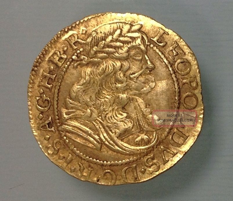1 Ducat 1676 Leopold I,  Holy Roman Empire,  Medieval Gold Coin,  Rare Coins: Medieval photo