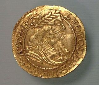 1 Ducat 1676 Leopold I,  Holy Roman Empire,  Medieval Gold Coin,  Rare photo