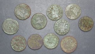 10 X Poland Lithuanian Medieval Copper Coin Solidus (w3) photo
