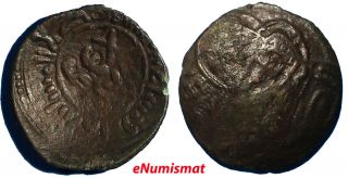 Italy,  Normans In Sicily,  William Ii (1166 - 1189),  Ae Follaro,  0,  87g.  Messina photo