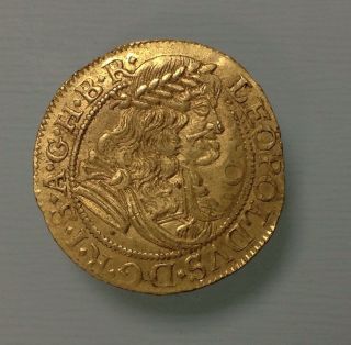 1 Ducat 1676 Leopold I,  Holy Roman Empire,  Medieval Gold Coin,  Rare,  Vf photo
