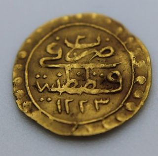 Superior Ottoman Turkey Islamic Gold Coin,  1223 Ah 4 photo